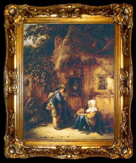 framed  Ostade, Isaack Jansz. van Traveller at a Cottage Door, ta009-2
